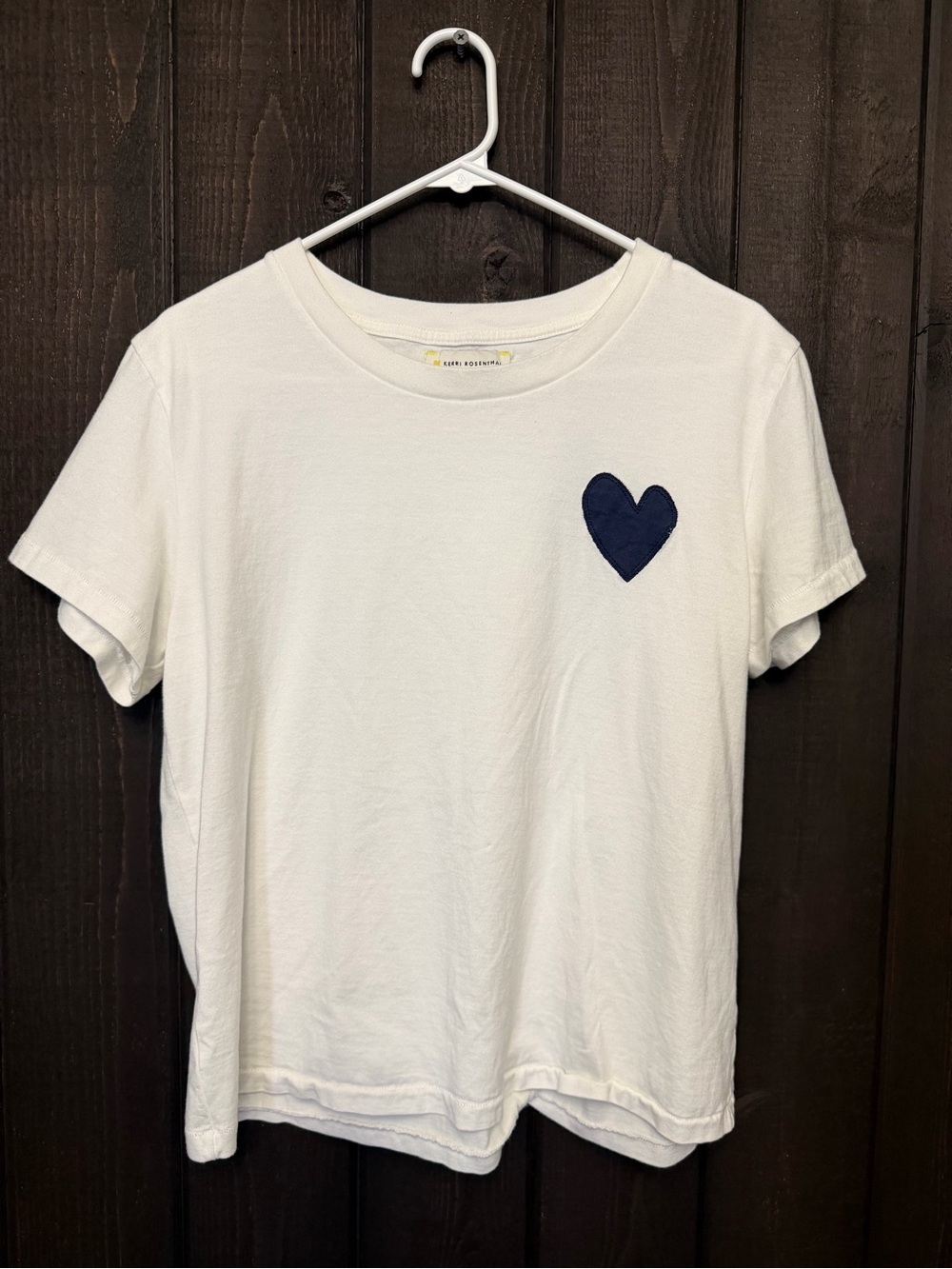 KERRI ROSENTHAL Heart T-Shirt Top White Sz LG EUC